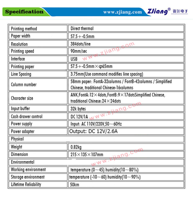 Máy in hóa đơn nhiệt mini 2 inch 58mm cầm tay cho cửa hàng bán lẻ 5890k
